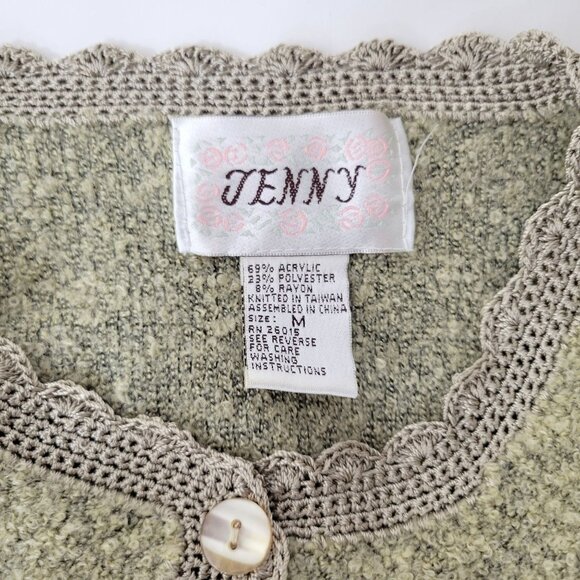 Embroidered Cottagecore Sweater with Crocheted Trim Size Medium - Picture 2 of 5